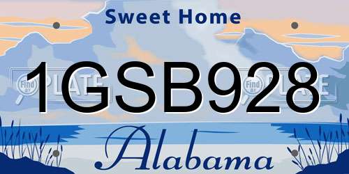 1GSB928 Alabama License Plate