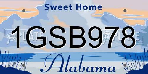 1GSB978 Alabama License Plate