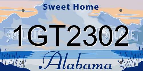 1GT2302 Alabama License Plate