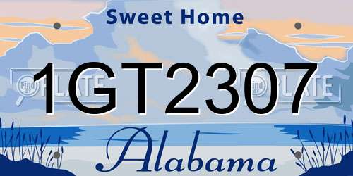 1GT2307 Alabama License Plate