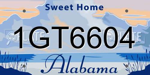1GT6604 Alabama License Plate