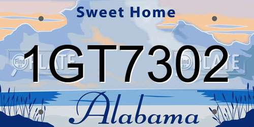1GT7302 Alabama License Plate