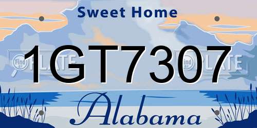 1GT7307 Alabama License Plate