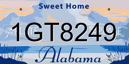 1GT8249 Alabama License Plate