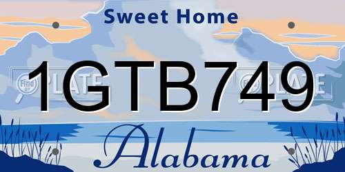 1GTB749 Alabama License Plate