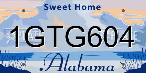 1GTG604 Alabama License Plate