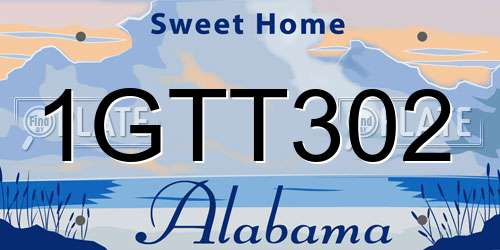 1GTT302 Alabama License Plate