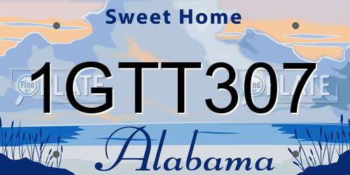1GTT307 Alabama License Plate