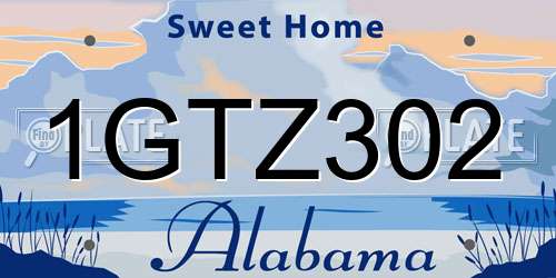 1GTZ302 Alabama License Plate