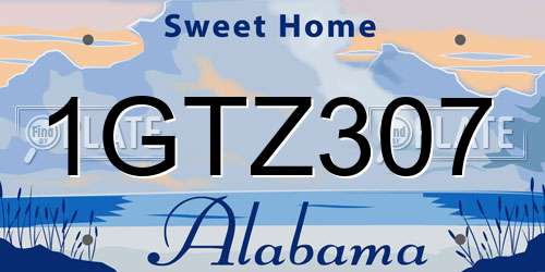 1GTZ307 Alabama License Plate