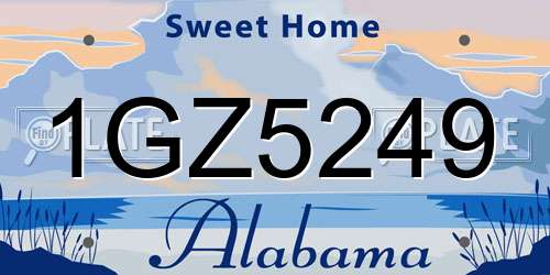 1GZ5249 Alabama License Plate