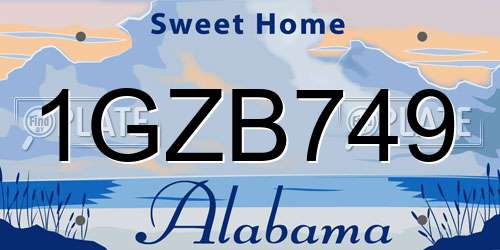 1GZB749 Alabama License Plate