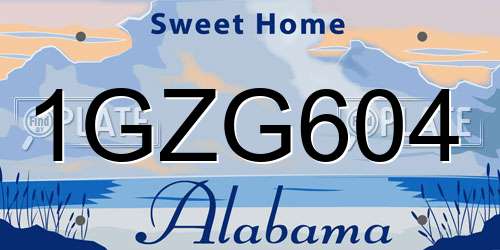 1GZG604 Alabama License Plate