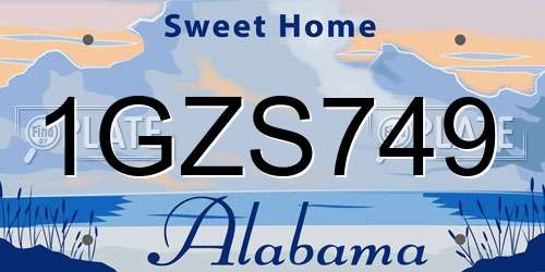 1GZS749 Alabama License Plate