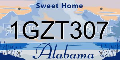 1GZT307 Alabama License Plate