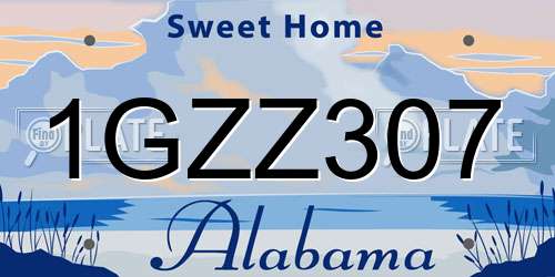1GZZ307 Alabama License Plate