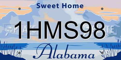 1HMS98 Alabama License Plate