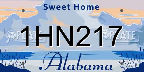 1HN217 Alabama License Plate