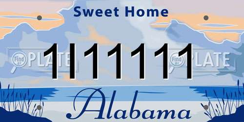 1I11111 Alabama License Plate