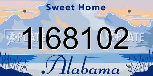 1I68102 Alabama License Plate