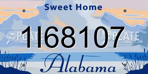 1I68107 Alabama License Plate