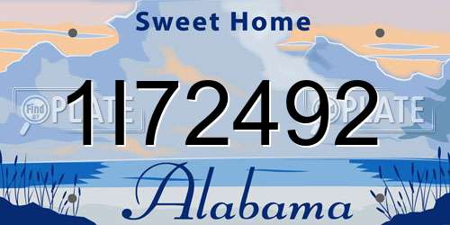 1I72492 Alabama License Plate