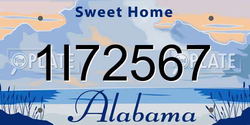 1I72567 Alabama License Plate
