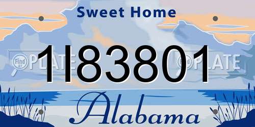1I83801 Alabama License Plate
