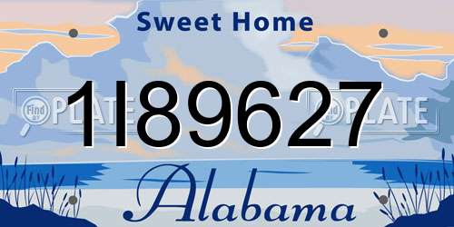 1I89627 Alabama License Plate