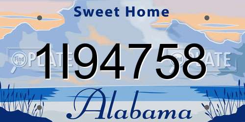 1I94758 Alabama License Plate