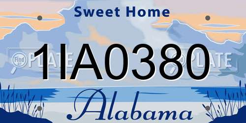 1IA0380 Alabama License Plate