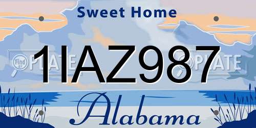 1IAZ987 Alabama License Plate