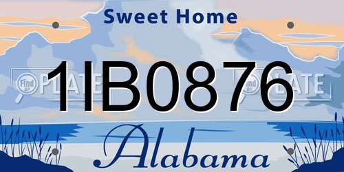 1IB0876 Alabama License Plate