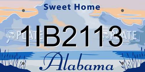 1IB2113 Alabama License Plate