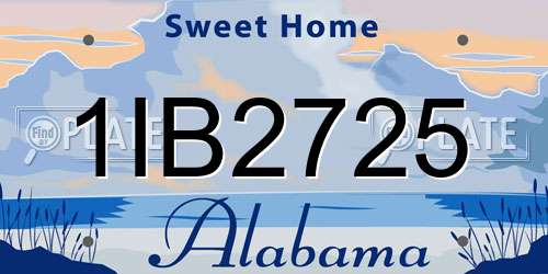 1IB2725 Alabama License Plate