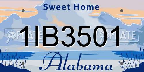 1IB3501 Alabama License Plate