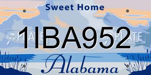 1IBA952 Alabama License Plate