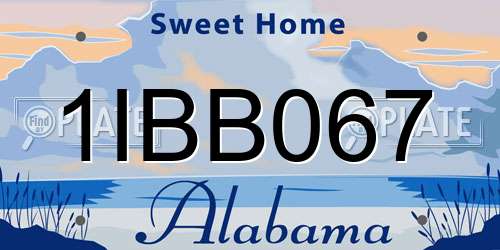 1IBB067 Alabama License Plate