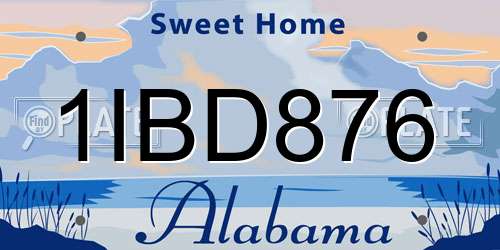 1IBD876 Alabama License Plate