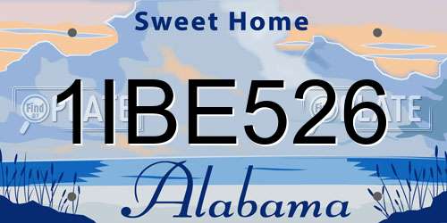 1IBE526 Alabama License Plate