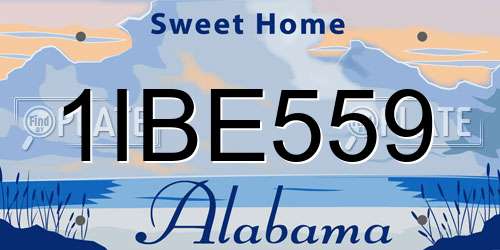 1IBE559 Alabama License Plate