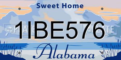 1IBE576 Alabama License Plate
