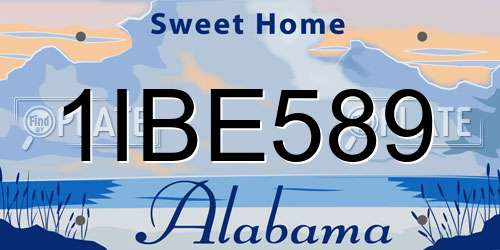 1IBE589 Alabama License Plate