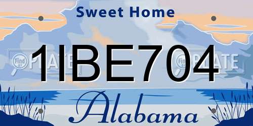 1IBE704 Alabama License Plate