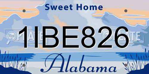 1IBE826 Alabama License Plate