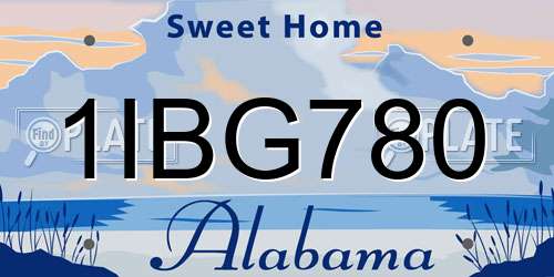 1IBG780 Alabama License Plate