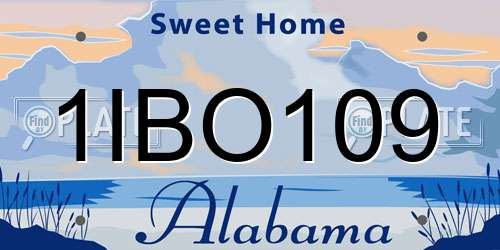 1IBO109 Alabama License Plate
