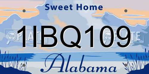 1IBQ109 Alabama License Plate