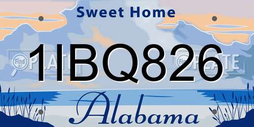 1IBQ826 Alabama License Plate
