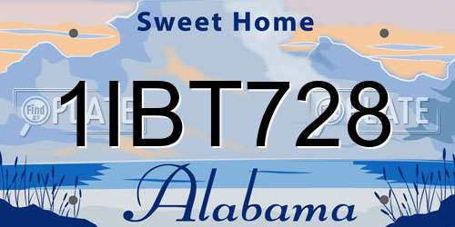 1IBT728 Alabama License Plate